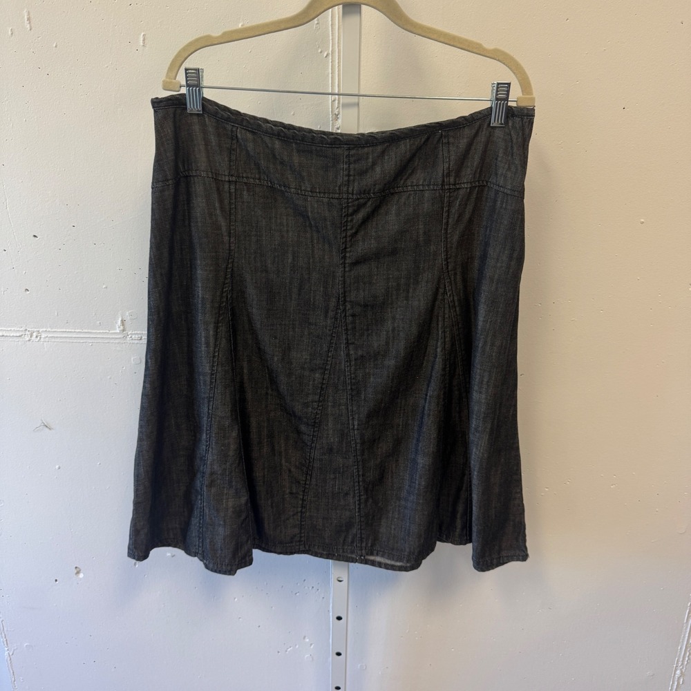Y2K Liz &‎ Co Petite Dark Wash Denim A-Line Knee Length Skirt Cotton Tencel 14P